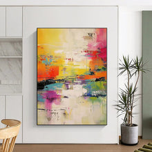 Load image into Gallery viewer, Oversized Hand - painted Vibrant Abstract Landscape Acrylic Art for Bohemian - Style Sunrooms LargeART0235