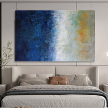 Load image into Gallery viewer, Blue - Gradient Abstract “Dawn’s Edge” Painting on Canvas, Subtle Sunrise Art DKH854