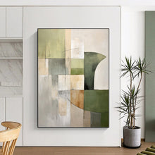Load image into Gallery viewer, Large - Scale Green - Gray Geometric Abstract Acrylic Art for Modern Living Room & Office Lounge LargeART0394
