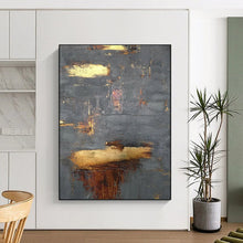 Load image into Gallery viewer, Gray - Gold Abstract Textured Art, Ideal for Sophisticated Office & Luxury Living Room LargeART1999