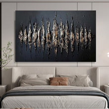 Load image into Gallery viewer, Textured Metallic Black Abstract Art for Edgy Home Office & Nightclub Lounge DKH097