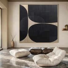 Load image into Gallery viewer, Black & Beige Circular Abstract Painting, Ideal for Modern Office & Minimalist Living Room LargeART1474