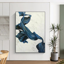 Load image into Gallery viewer, Oversized Blue Ribbon - Like Abstract Acrylic for Modern Dance Studio & Elegant Home Office LargeART0349