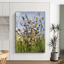 Load image into Gallery viewer, “Vibrant Wildflowers” Abstract Impasto Floral Painting on Canvas, Lively Decor DKH947