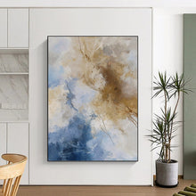Load image into Gallery viewer, “Blue - Beige Abstract Clouds” Abstract Painting on Canvas, Serene Bedroom Decor DKH1020