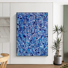 Load image into Gallery viewer, “Blue and White Drip Abstract” - Action - Painting - Style Art on Canvas DKH1560