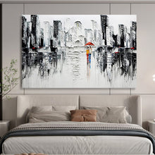 Load image into Gallery viewer, City Rain “Romantic Urban” Painting on Canvas, Impasto Cityscape Art DKH895