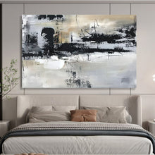 Load image into Gallery viewer, Black & White Abstract - Sophisticated Living Room Art LargeART1565