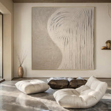 Load image into Gallery viewer, Beige Curved Texture Art for Modern Bedroom Retreat & Zen - like Spa Lounge LargeART0958