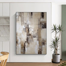 Load image into Gallery viewer, “Neutral Tones Abstract Composition” - Beige, Grey, White Abstract Art on Canvas DKH1307
