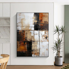 Load image into Gallery viewer, “Textured Industrial Abstract” - Brown, Black, White Abstract Art on Canvas DKH1308