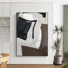 Load image into Gallery viewer, Black - White - Brown Geometric Acrylic Art - Perfect for Minimalist Study & Monochrome Hallway LargeART0557