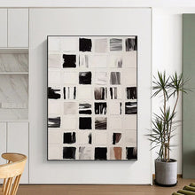 Load image into Gallery viewer, Monochrome Grid Abstract Art – Great for Industrial - Chic Loft & Gallery - Style Hallway LargeART0676