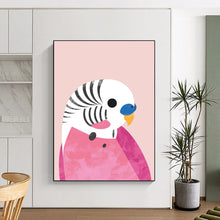 Load image into Gallery viewer, Pink - Hued Parakeet Charm – Whimsical Bird Illustration with Playful Colors DTP227