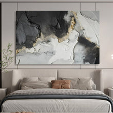 Load image into Gallery viewer, Black, White & Gold Textured Art - Glamorous Living Room Art LargeART1580