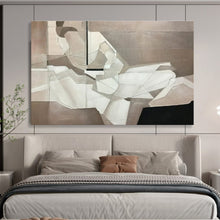 Load image into Gallery viewer, Geometric Gray - White Abstract Painting On Canvas DKH350