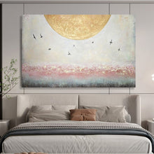 Load image into Gallery viewer, Hand - painted Large - scale Moon and Birds Scene Acrylic Art for Calming Bedrooms LargeART1773