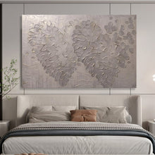 Load image into Gallery viewer, Hand - painted Textured Silver Floral Dots Acrylic Art for Elegant Dining Room Accents LargeART1687