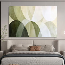 Load image into Gallery viewer, Hand - painted Geometric Green Circles Acrylic Art for Mid - Century Modern Hallways LargeART1700