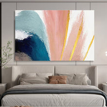 Load image into Gallery viewer, Pastel - Hued Abstract Painting with Gold Accents for Bohemian Bedroom & Chic Café DKH216