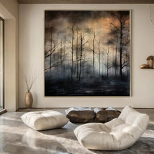 Load image into Gallery viewer, Misty Forest at Dusk Abstract Canvas Painting, Ideal for Cozy Reading Nook & Nature - Inspired Bedroom LargeART1204
