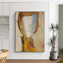 Load image into Gallery viewer, Mixed - Media Collage Portrait, Earth - Toned Textured Art for Bohemian Bedroom & Artistic Study LargeART2221