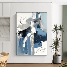 Load image into Gallery viewer, Blue & Gray Dynamic Abstract Painting, Perfect for Creative Studio & Modern Lounge LargeART2082