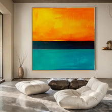 Load image into Gallery viewer, Orange - Teal Horizon Abstract Canvas Painting, Great for Coastal Bedroom & Inspirational Office LargeART1187