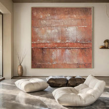 Load image into Gallery viewer, Large - Scale Hand - painted Rustic Brown Layers Acrylic Art for Industrial - Inspired Living Rooms LargeART0214