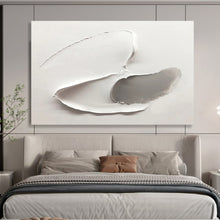 Load image into Gallery viewer, Textured White - Gray “Abstract Shapes” Painting on Canvas, Modern Minimalism DKH912