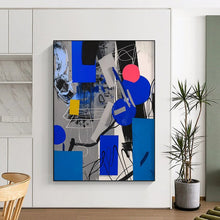 Load image into Gallery viewer, “Geometric Abstract in Blue, Gray, and Pink” – Modern Abstract Art with Clean Shapes DTP110