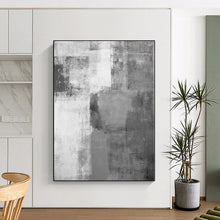 Load image into Gallery viewer, Oversized Gray - White Block Abstract Acrylic Art for Minimalist Home & Studio Lounge LargeART0377