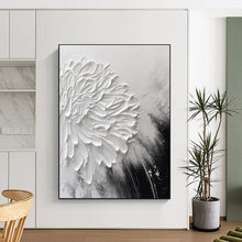 Load image into Gallery viewer, Black & White Textured Floral Abstract Painting, Ideal for Minimalist Bedroom & Art Gallery - Style Hallway LargeART2105