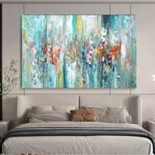 Load image into Gallery viewer, Blue & Colorful Abstract Streaks - Lively Living Room Art LargeART1515