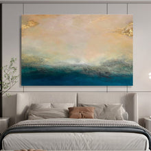 Load image into Gallery viewer, Abstract Coastal Painting on Canvas - “Golden and Blue Horizons” DKH770