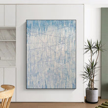 Load image into Gallery viewer, Oversized Light Blue Linear Abstract Art for Minimalist Bedroom & Modern Office LargeART0475