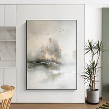 Load image into Gallery viewer, Monochromatic Landscape with Birds Acrylic Art - Great for Scandinavian - inspired Dining Room & Calming Yoga Studio LargeART0626