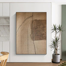 Load image into Gallery viewer, “Cracked Brown Abstract” - Textured Minimalist Art on Canvas DKH1661