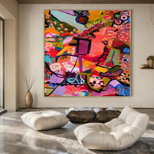 Load image into Gallery viewer, Colorful Abstract Collage 2 Canvas Painting, Suited for Bohemian Gallery & Vibrant Café LargeART1170