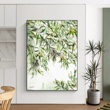 Load image into Gallery viewer, “Olive Branches” - Green and Watercolor Nature Art, Abstract Painting on Canvas DKH1083