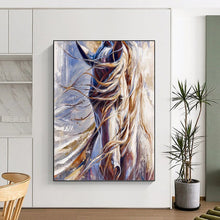 Load image into Gallery viewer, “White Horse with Flowing Mane” - Impressionistic Equine Art on Canvas DKH1653