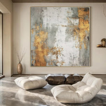 Load image into Gallery viewer, Gray, Gold & White Abstract Canvas Painting 2, Great for Industrial - Chic Bedroom & Modern Hallway LargeART1271