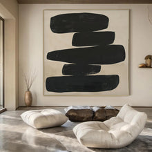 Load image into Gallery viewer, Stacked Black Shapes Abstract Art for Industrial - chic Loft & Contemporary Art Gallery LargeART0936