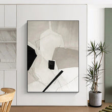 Load image into Gallery viewer, White - Black Geometric Shapes Acrylic Art - Suited for Scandinavian - style Home & Artistic Bedroom LargeART0559