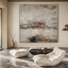 Load image into Gallery viewer, Neutral Textured Abstract with Brown Art for Industrial - chic Loft & Rustic - themed Restaurant LargeART0967
