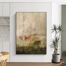 Load image into Gallery viewer, Textured Neutral Abstract with Red Spots Acrylic Art - Ideal for Industrial - style Gallery & Eclectic Living Room LargeART0574
