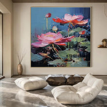Load image into Gallery viewer, Pink Lotus Floral Abstract Painting, Suited for Zen - Inspired Bedroom & Spa Retreat LargeART1436
