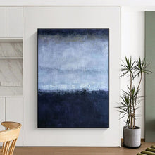 Load image into Gallery viewer, Muted Blue Horizon Art for Seaside Bedroom & Relaxing Library LargeART0897