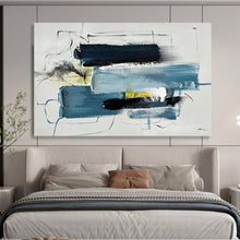 Load image into Gallery viewer, Blue, Black, Yellow, and White Abstract Painting for Creative Studio & Contemporary Office DKH318