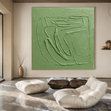 Load image into Gallery viewer, Large - Scale Hand - painted Textured Green Relief Acrylic Art for Nature - Themed Hallways LargeART0192